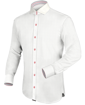 Chemise A Carreaux Rouge Homme with French Collar 1 Button