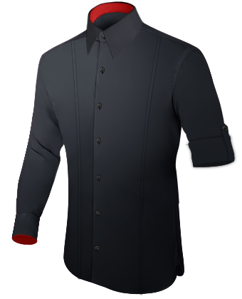 Chemise Blanche A Col Noir with French Collar 1 Button
