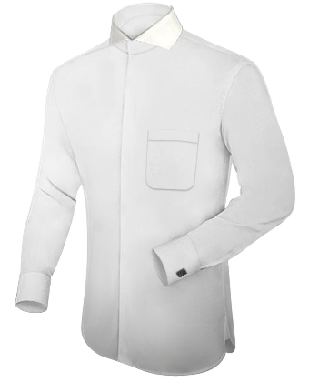 Chemise Blanche Homme Cravate Noir with Cut Away 1 Button