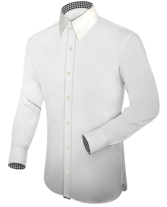 Chemise Bleue à Colle Blanc Pas Ch�re with French Collar 2 Button