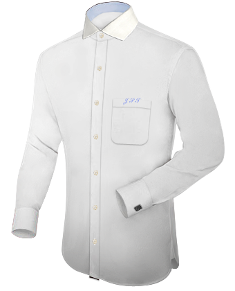 Chemise Homme Cintr�e Italienne Blanc with Italian Collar 1 Button