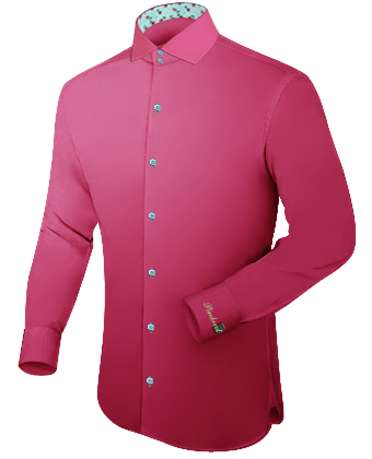 Chemise Homme Blanche Au Bord Fuschia with Italian Collar 2 Button