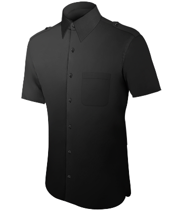 Chemise Manche Courte Col Noir with French Collar 1 Button