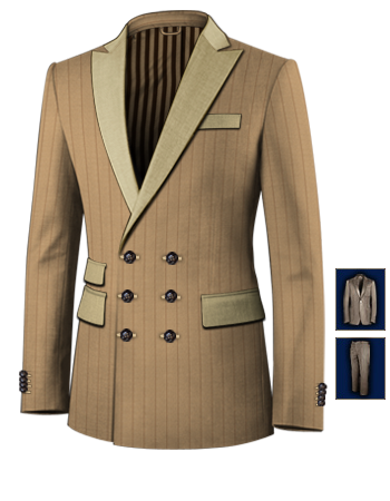 Veste Costume Noir with 6 Buttons, Double Breasted (3 To Close)