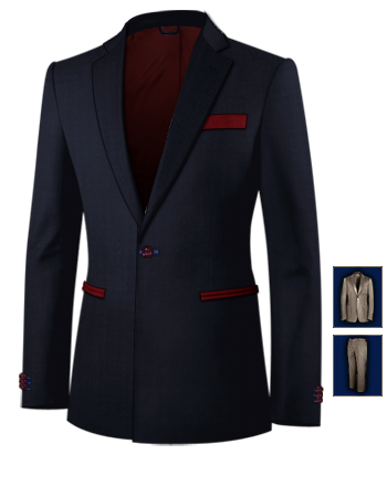 Costume Couleur Or with 1 Button, Single Breasted