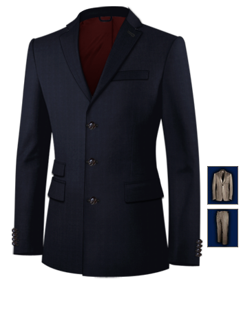 Jacket Costume with 3 Buttons, Single Breasted