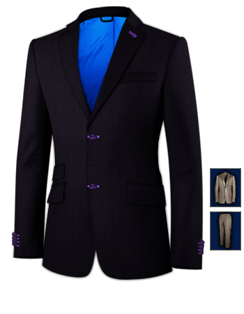 Costume Marron En Lin with 2 Buttons, Single Breasted