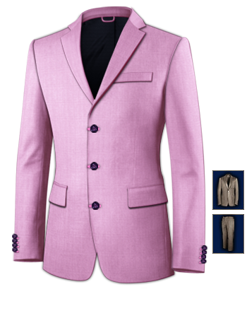 Veste Costume Col Fin with 3 Buttons, Single Breasted