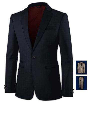 Costume Colle V with 1 Button, Single Breasted