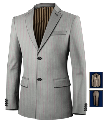 Costume En Lin Beige with 2 Buttons, Single Breasted