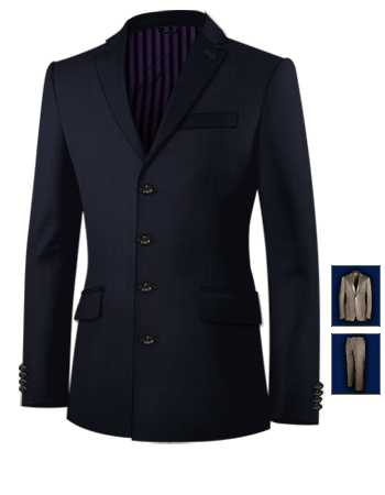 Costume Homme Couleur Rose with 4 Buttons, Single Breasted