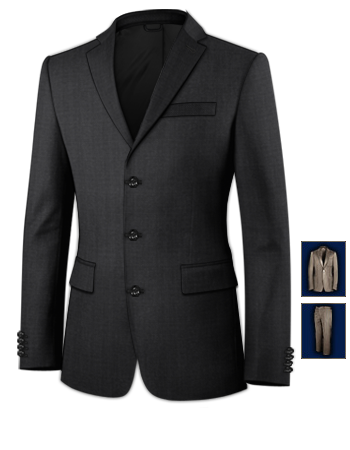 Costume Homme Noir Et Rose with 3 Buttons, Single Breasted