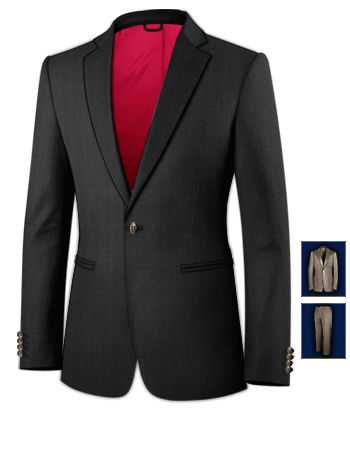 Costume Homme Avec Cravate Slim with 1 Button, Single Breasted