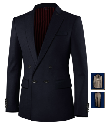 Costume Homme Rouen Col Mao with 4 Buttons, Double Breasted (1 To Close)