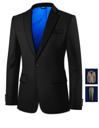 Costume En Seersucker with 1 Button, Single Breasted