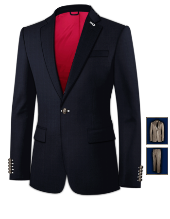 Costume Homme Mari Noir Col Court with 1 Button, Single Breasted