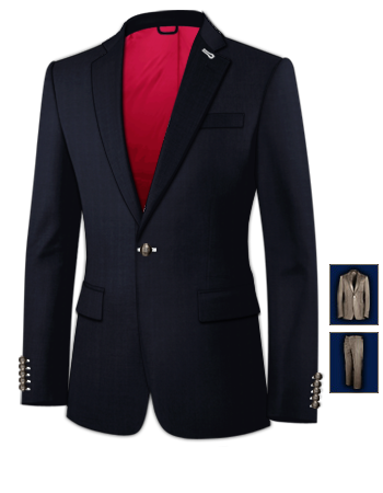 Costume Homme Mari� Noir Col Court with 1 Button, Single Breasted