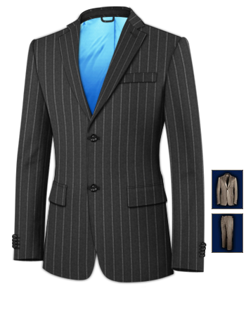 Costume Lin Gris with 2 Buttons, Single Breasted