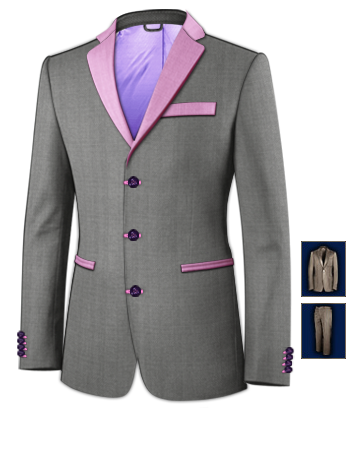 Costume Homme Rose with 3 Buttons, Single Breasted