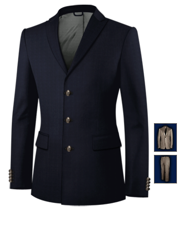 Costumes Sur Mesure Marseille with 3 Buttons, Single Breasted