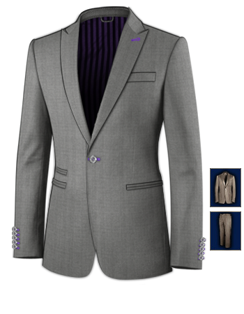 Site Costume Sur Mesure with 1 Button, Single Breasted