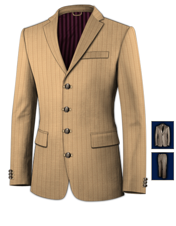 Veste Costume Blanche with 4 Buttons, Single Breasted