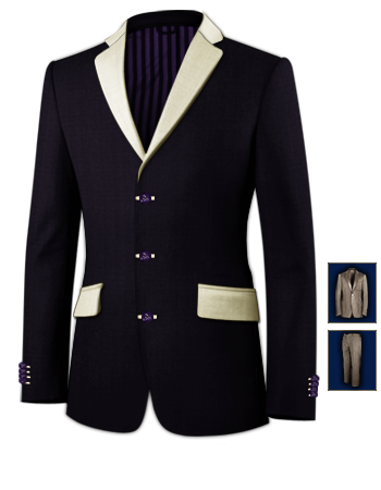 Costume De Mariage Couleur Sable with 3 Buttons, Single Breasted