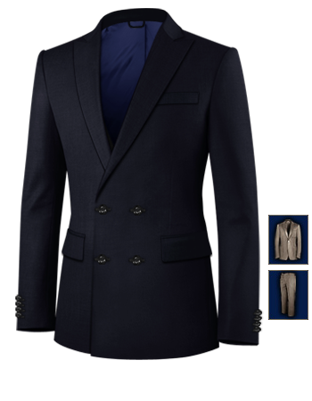 Costume Homme Blanc Raye Noir with 4 Buttons,double Breasted (2 To Close)