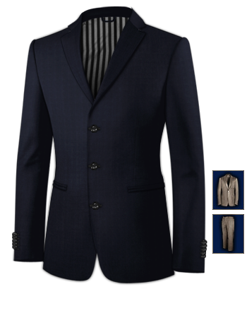 Costume Bleu Fonc� with 3 Buttons, Single Breasted