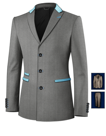 Plastron Costume with 3 Buttons, Single Breasted
