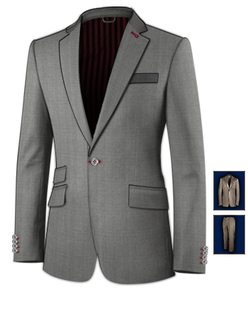 Costume Gris Mariage Homme with 1 Button, Single Breasted