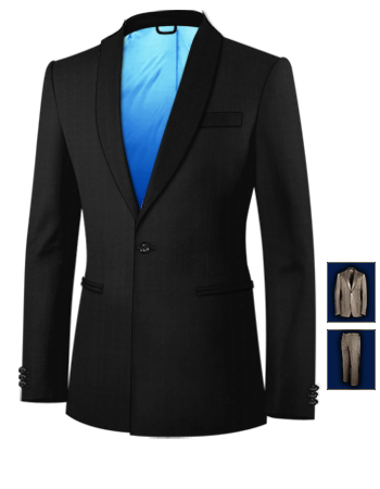 Costume Homme Noir with 1 Button, Single Breasted