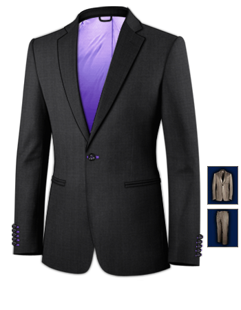 Costume Gris Sur Mesure with 1 Button, Single Breasted