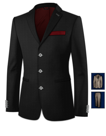 Costumes En Blanc with 3 Buttons, Single Breasted