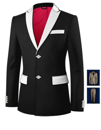 Costume Blanc Italien with 2 Buttons, Single Breasted