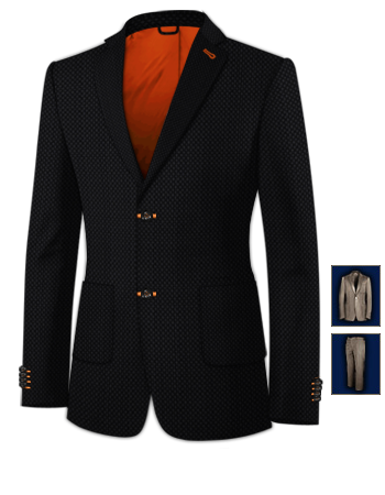 Veste Homme Sur Mesure Paris with 2 Buttons, Single Breasted