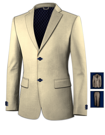 Costume En Coton with 2 Buttons, Single Breasted