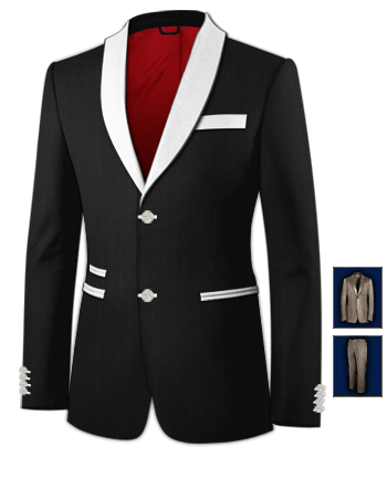 Costume Gris Perle with 2 Buttons, Single Breasted