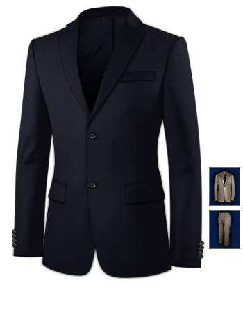 Costume Noir Ray� Blanc with 2 Buttons, Single Breasted