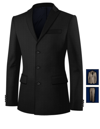 Costume Noir Cravate Rose with 3 Buttons, Single Breasted