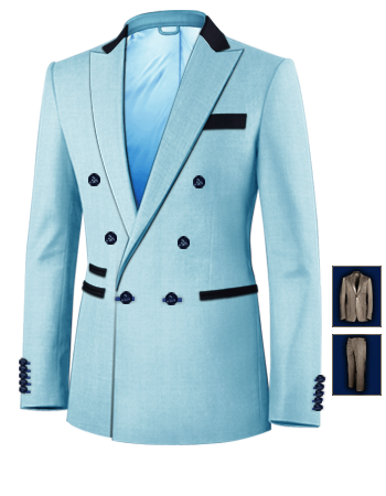 Details Costume Homme with 6 Buttons, Double Breasted (1 To Close)
