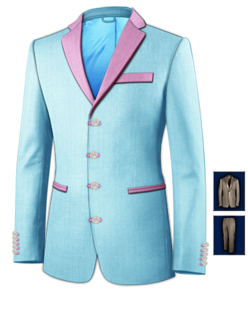 Costume Homme Mariage Fuschia with 4 Buttons, Single Breasted