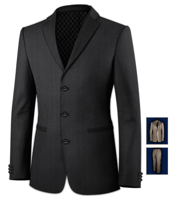 Gilet Costume Soie Carreau with 3 Buttons, Single Breasted