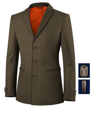 Costume Marron Mariage with 3 Buttons, Single Breasted