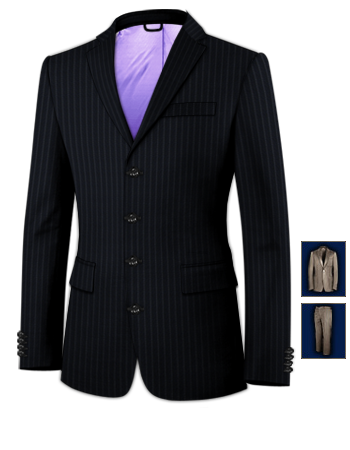Costumes Mariage Marron Gris Clair with 4 Buttons, Single Breasted